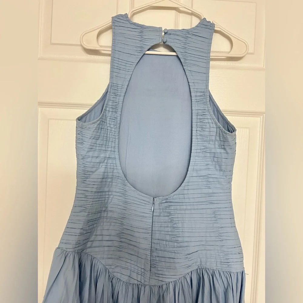 **SOLD** ASOS DESIGN ruched micro pleat bodice midi dress with open back in blue - Picture 8 of 8